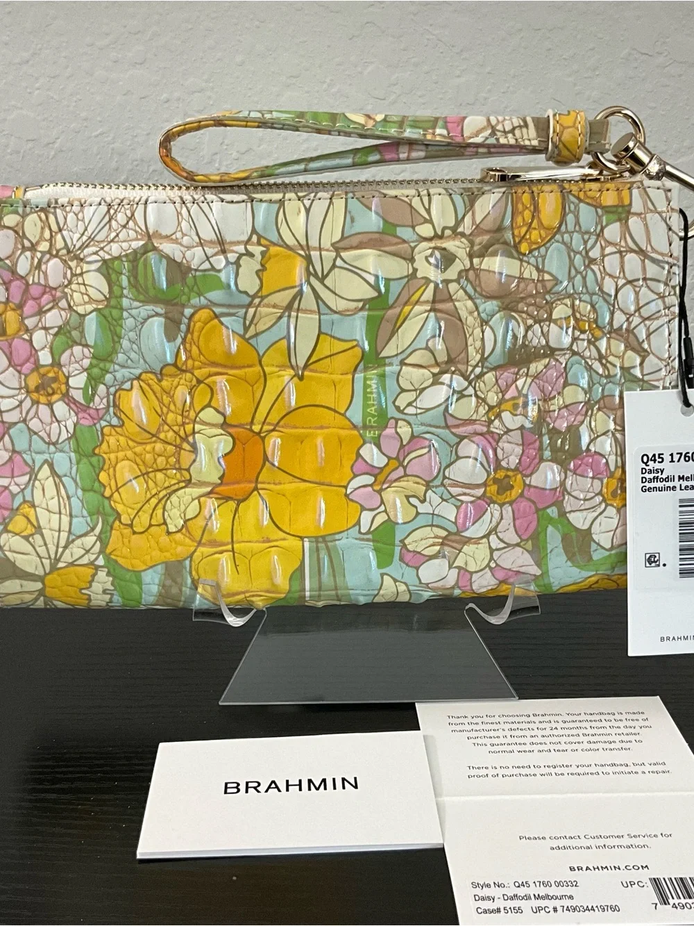 Brahmin Daisy DAFFODIL MELBOURNE Leather Wristlet NWT